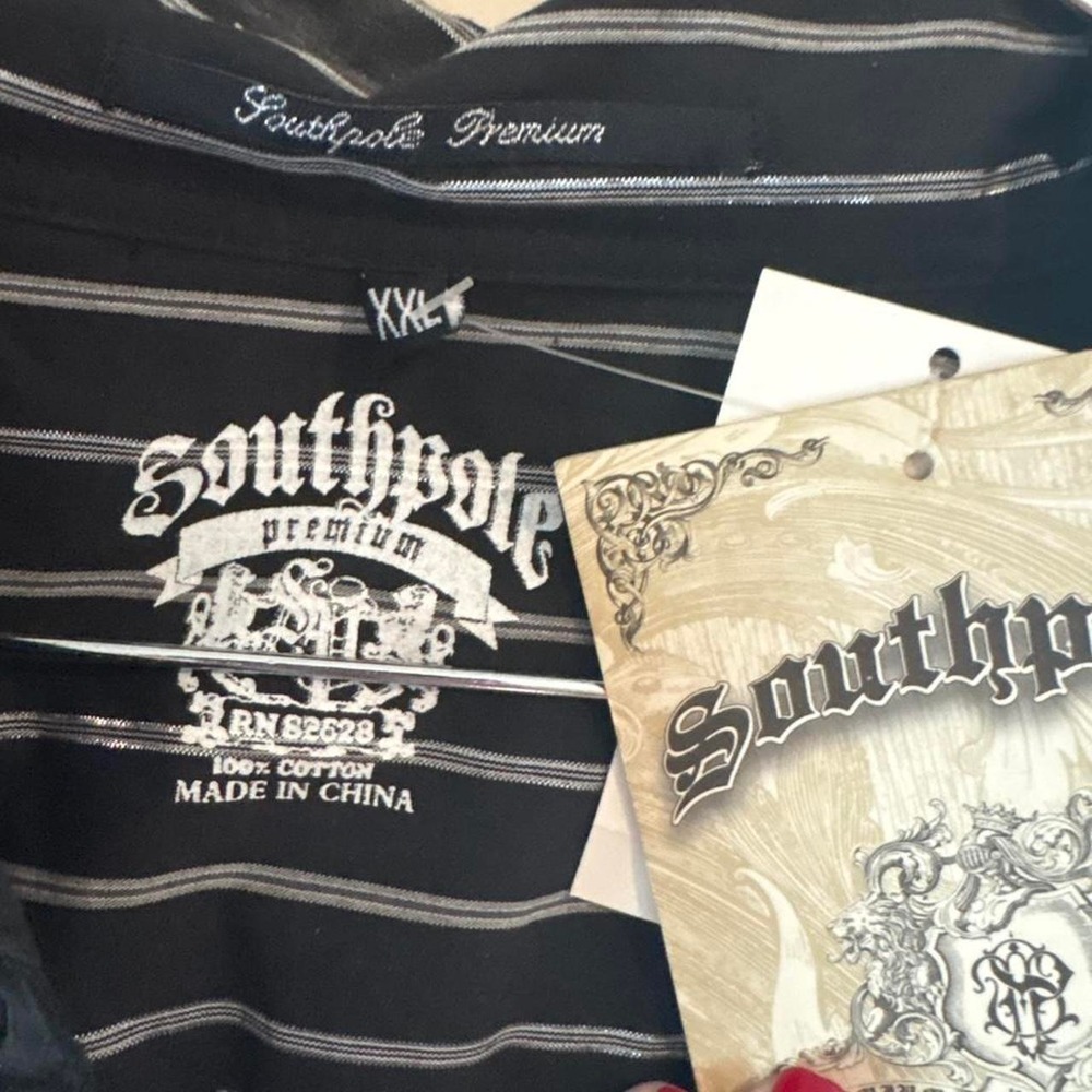 Southpole black & white striped cotton shirt size XXL